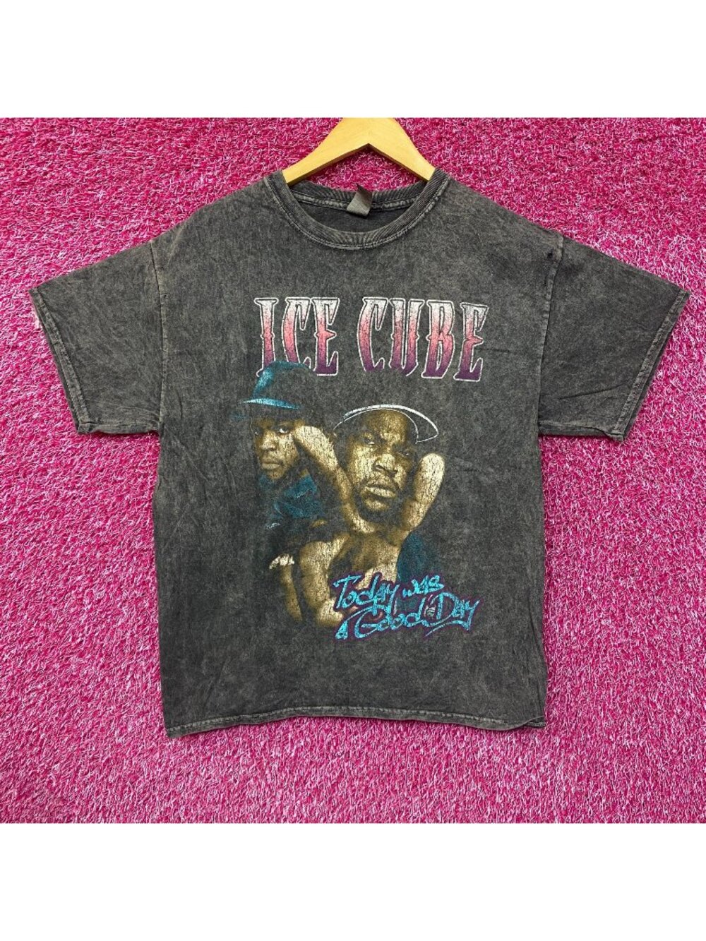 Ice Cube Today Was a Good Day West Coast Rap Acid Wash Tee large
